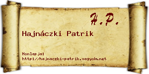 Hajnáczki Patrik névjegykártya